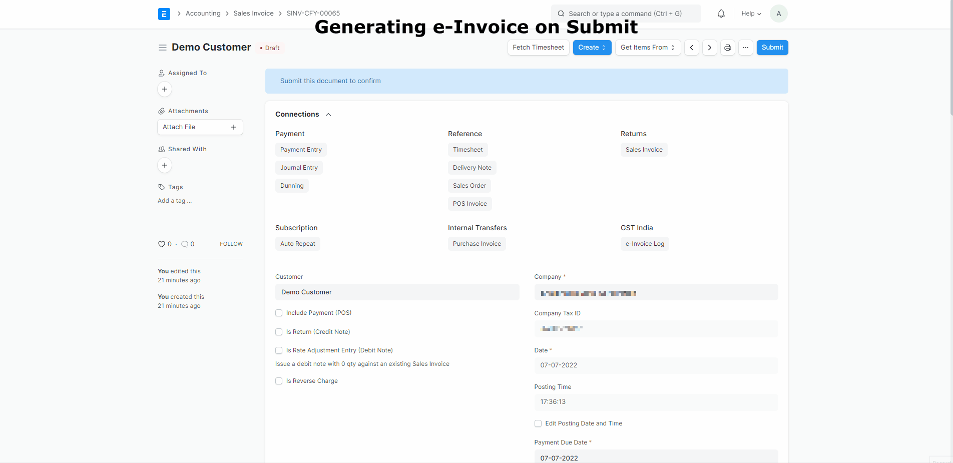 Generating e-Invoice